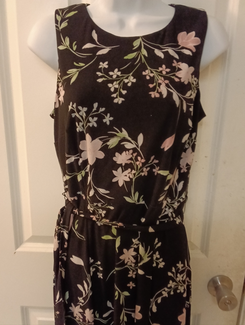 ANNE KLEIN Black Floral Sleeveless Midi Dress SIZE SMALL - Picture 7 of 10
